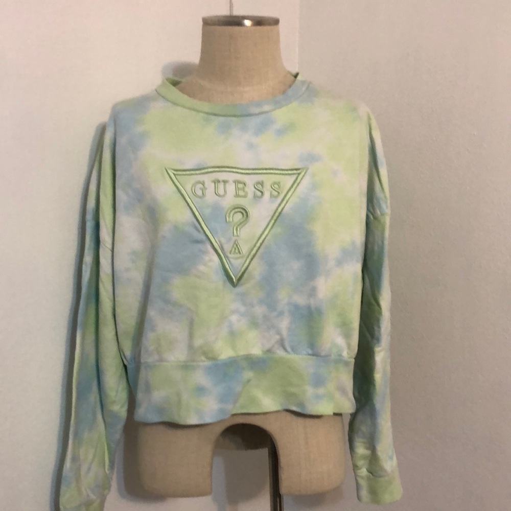 Guess tie dye sweatshirt crop top size Large